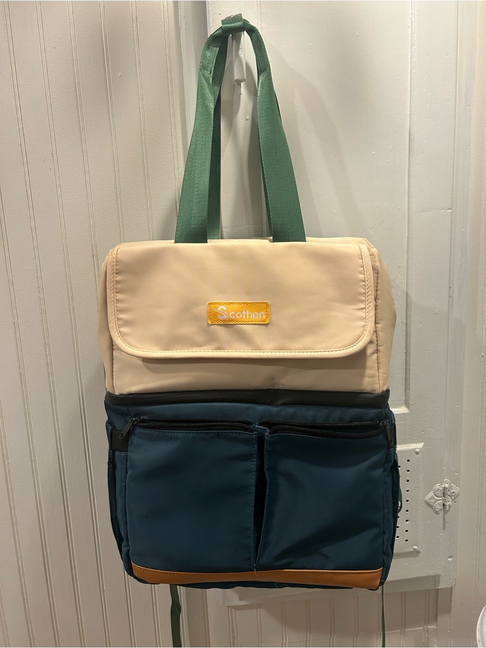 Scothen Two-Tone Backpack Cooler - Cream & Teal